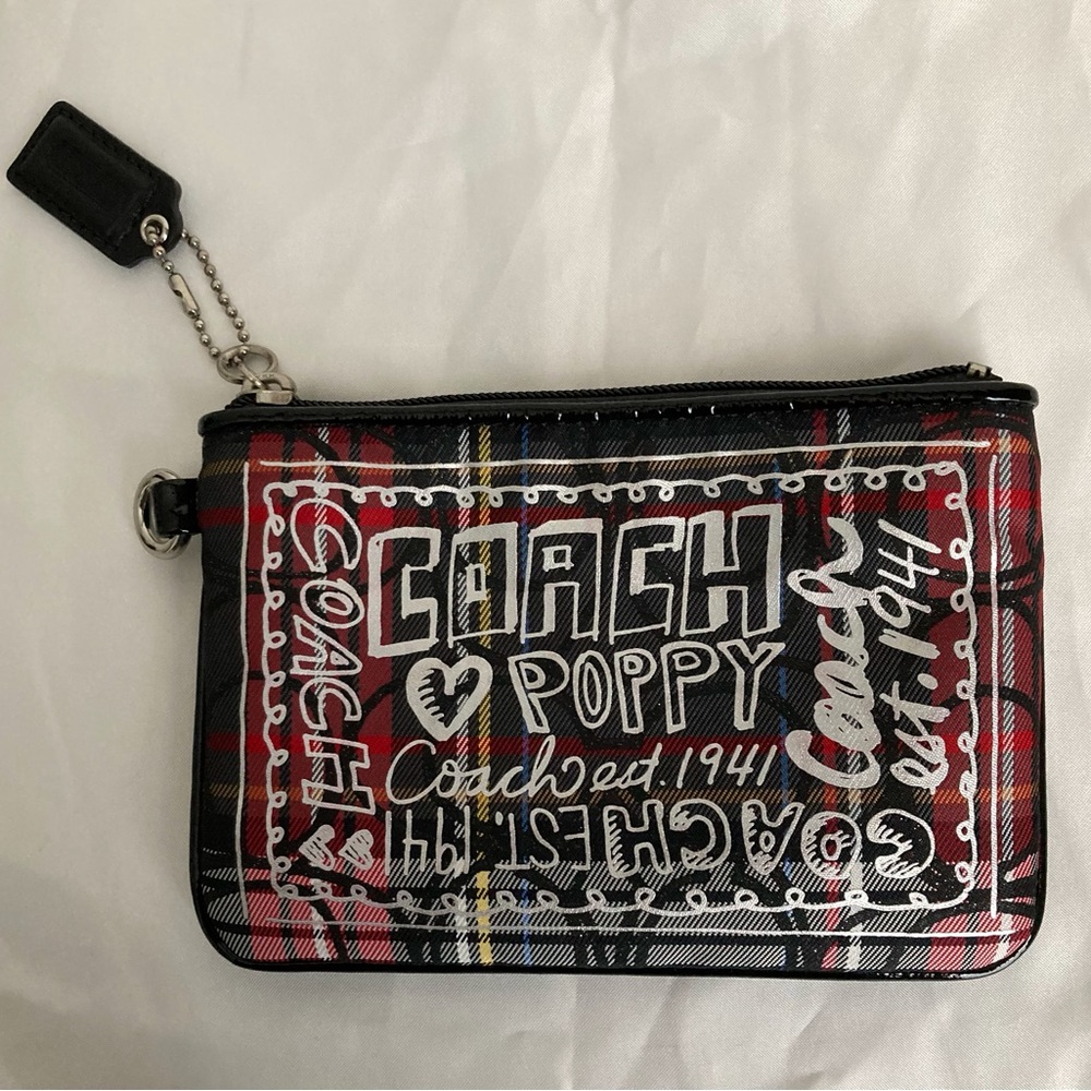 Coach Poppy Plaid Wristlet